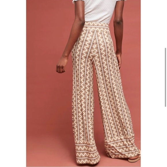 Anthropology Farm Rio Orange Brown Striped Wide Leg Palazzo Pants Size Small - Picture 2 of 10